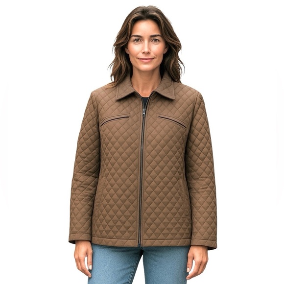 Utex Design Women’s Taupe Size Medium Quilted Jacket - Picture 1 of 4